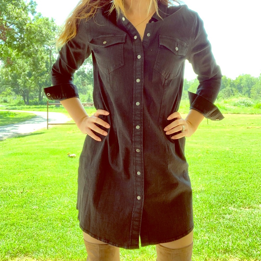 Dark denim shirt dress